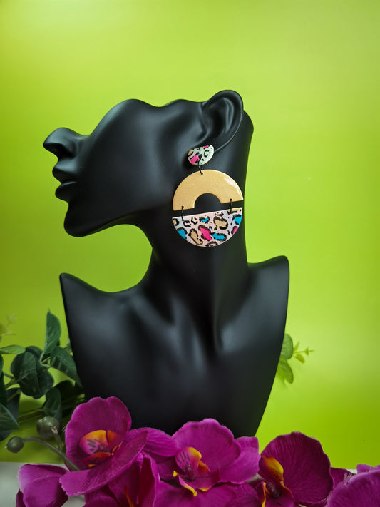Bold earrings with leopard print earrings oversized jewellery funky earrings