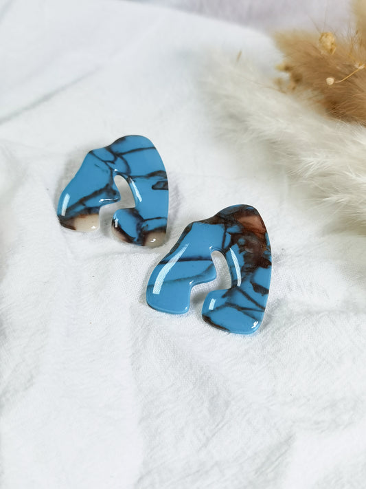 Bohemian turquoise statement studs arch earrings large studs summer jewellery